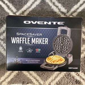 Ovente - Space Saver Electric Black Waffle Maker